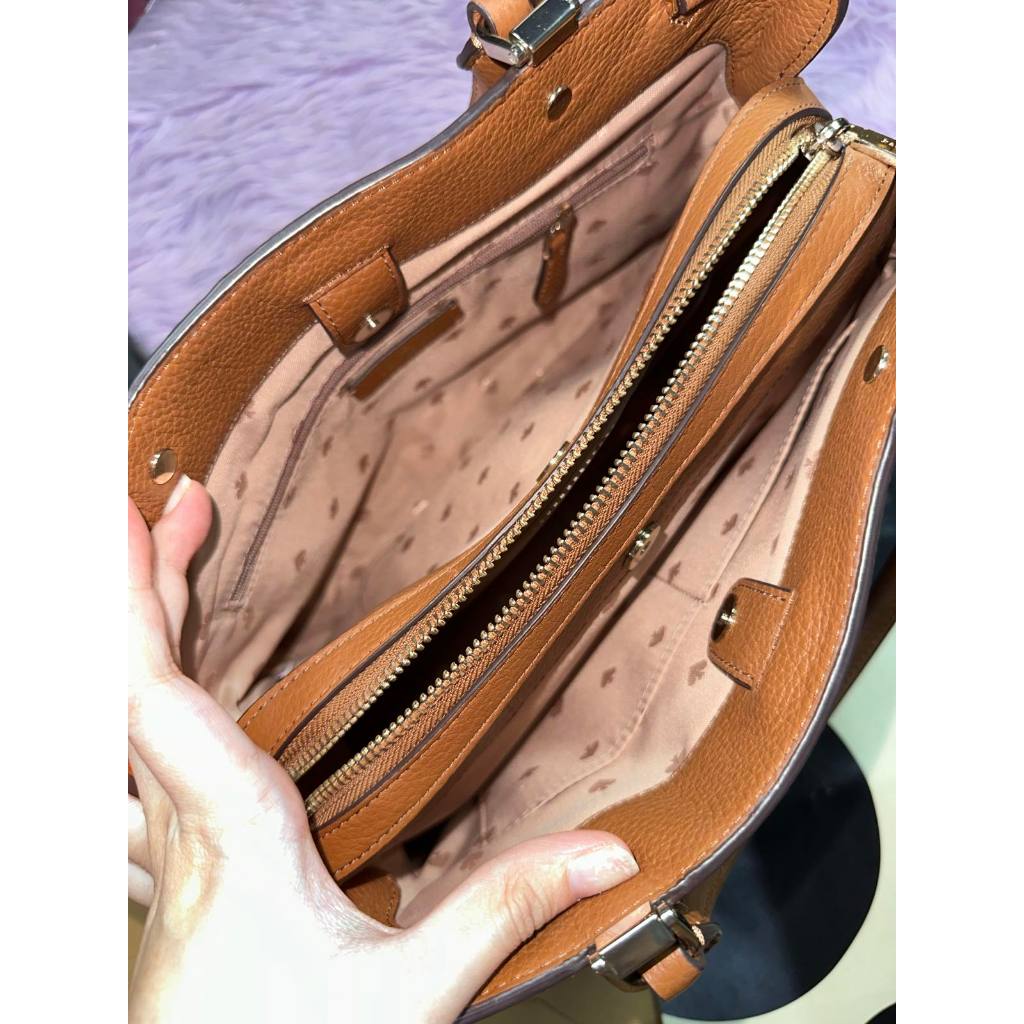 ORIG Preloved KS Leila Triple Compartment Satchel Crossbody Brown Bag