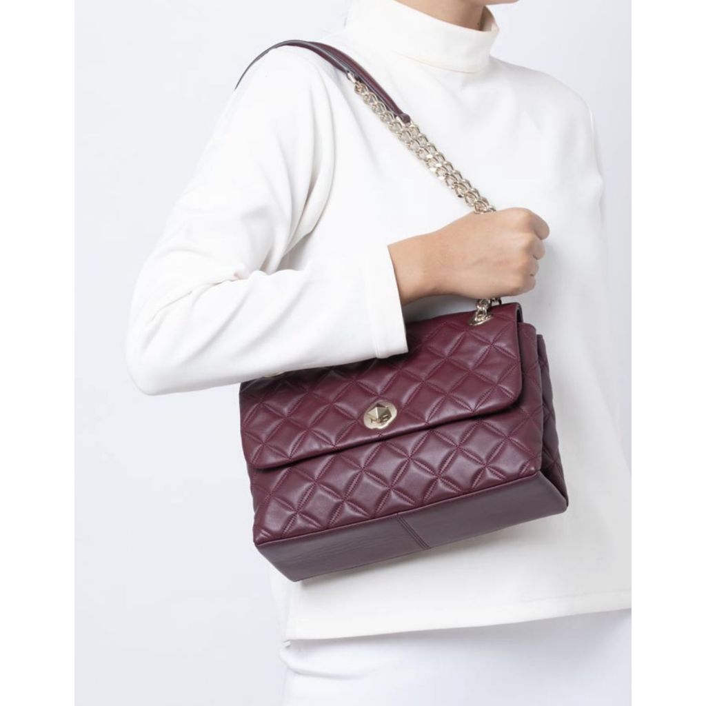 ORIG Preloved KS Natalia Medium Flap Shoulder Bag in Cherrywood Red Bag