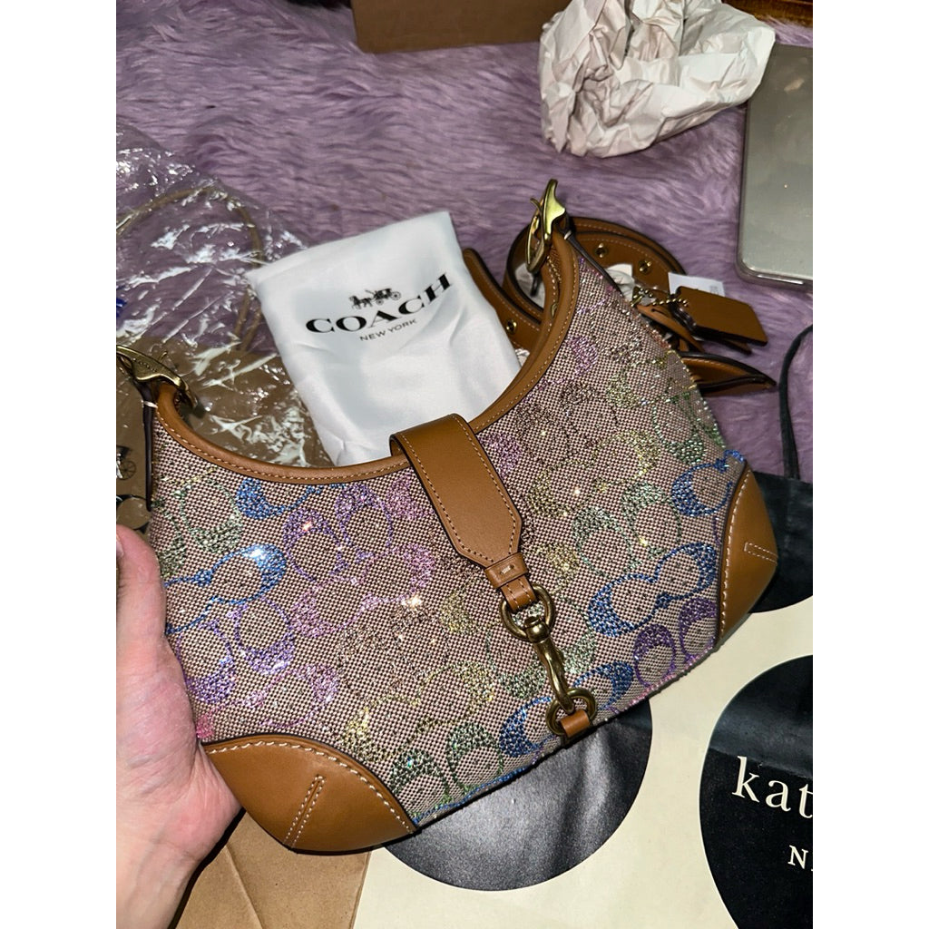 ORIG & IMPORTED Retail CCH Hamptons Crystal Signature Rainbow Jacquard Shoulder Bag