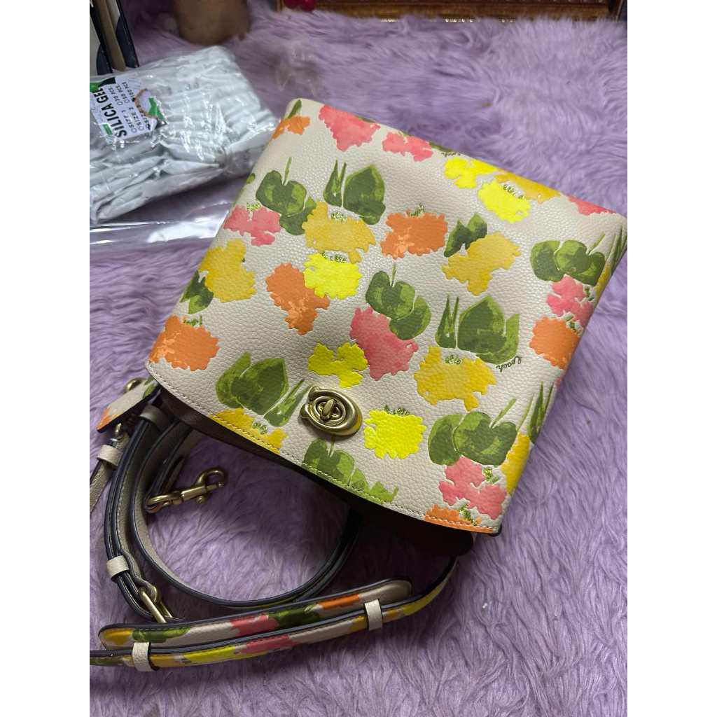 ORIG Preloved CCH  RARE Willow Bucket Yellow/Beige Bag with Floral Print
