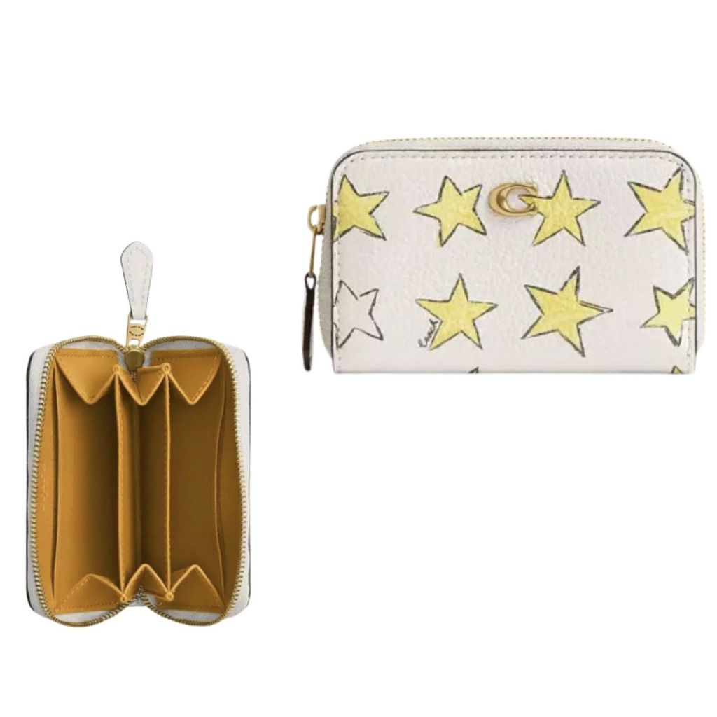 ORIG & IMPORTED CCH Essential Small Zip Around Card Case Star Print White Wallet