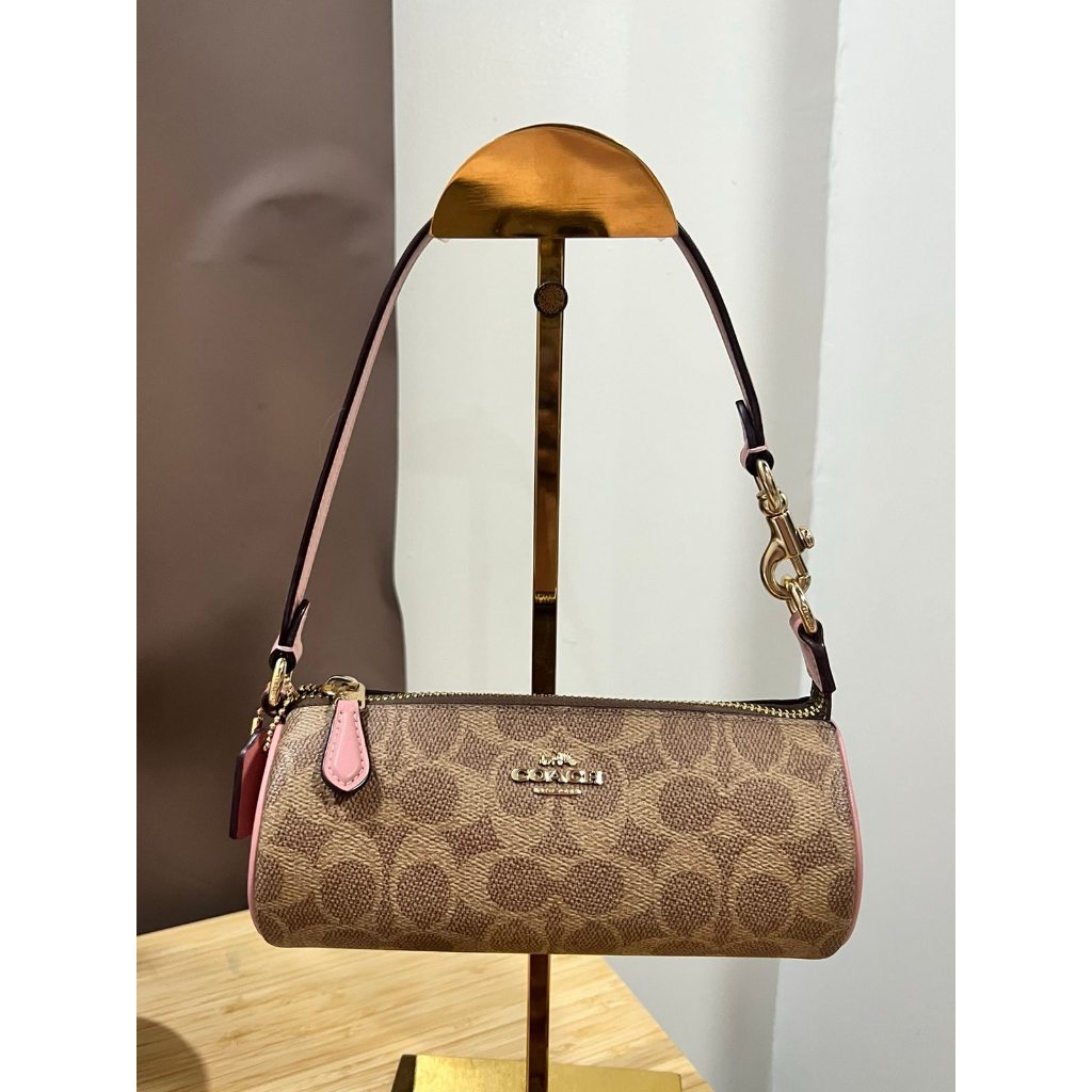 ORIG Preloved CCH Nolita Barrel Small Bag In Colorblock Signature Canvas Brown/Pink
