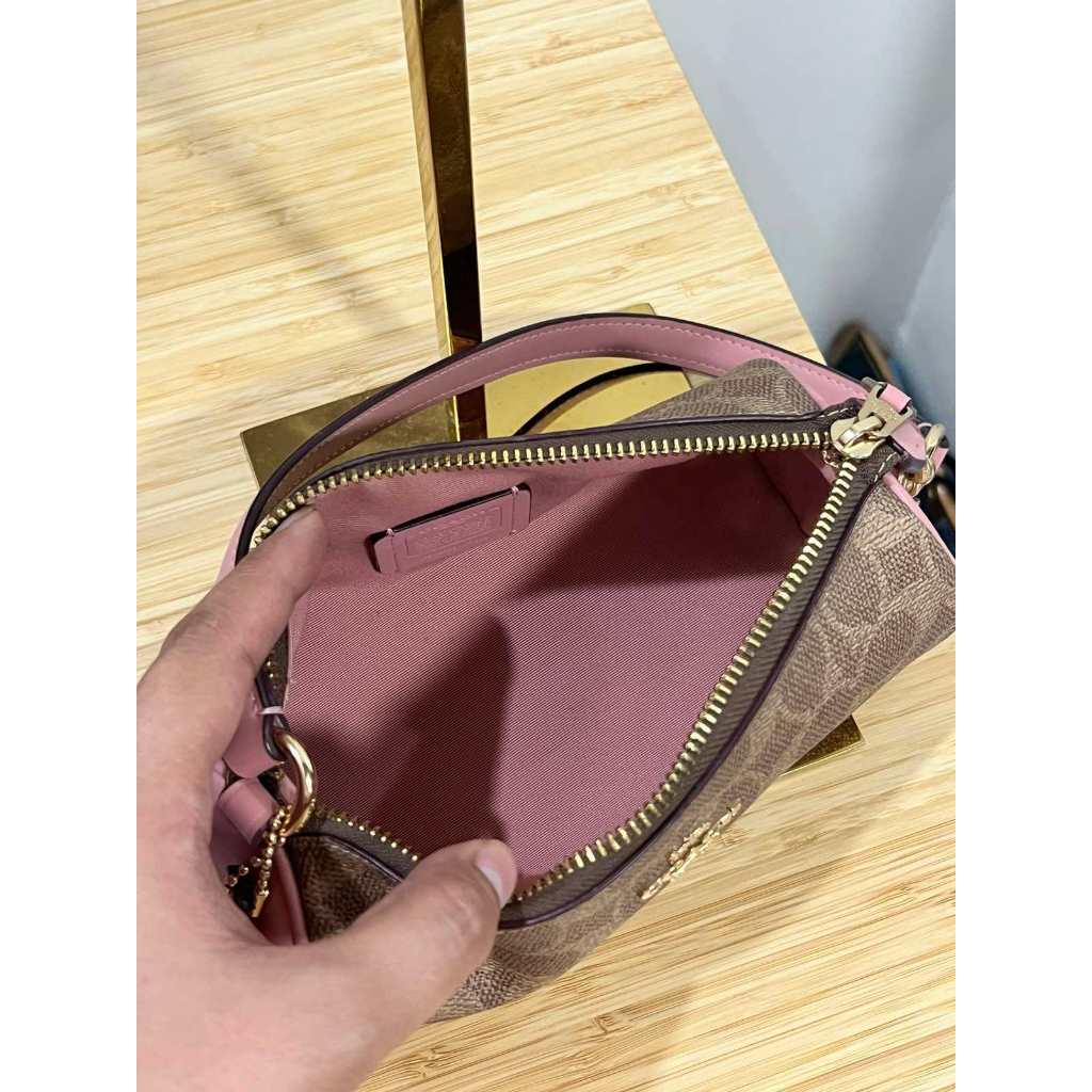 ORIG Preloved CCH Nolita Barrel Small Bag In Colorblock Signature Canvas Brown/Pink