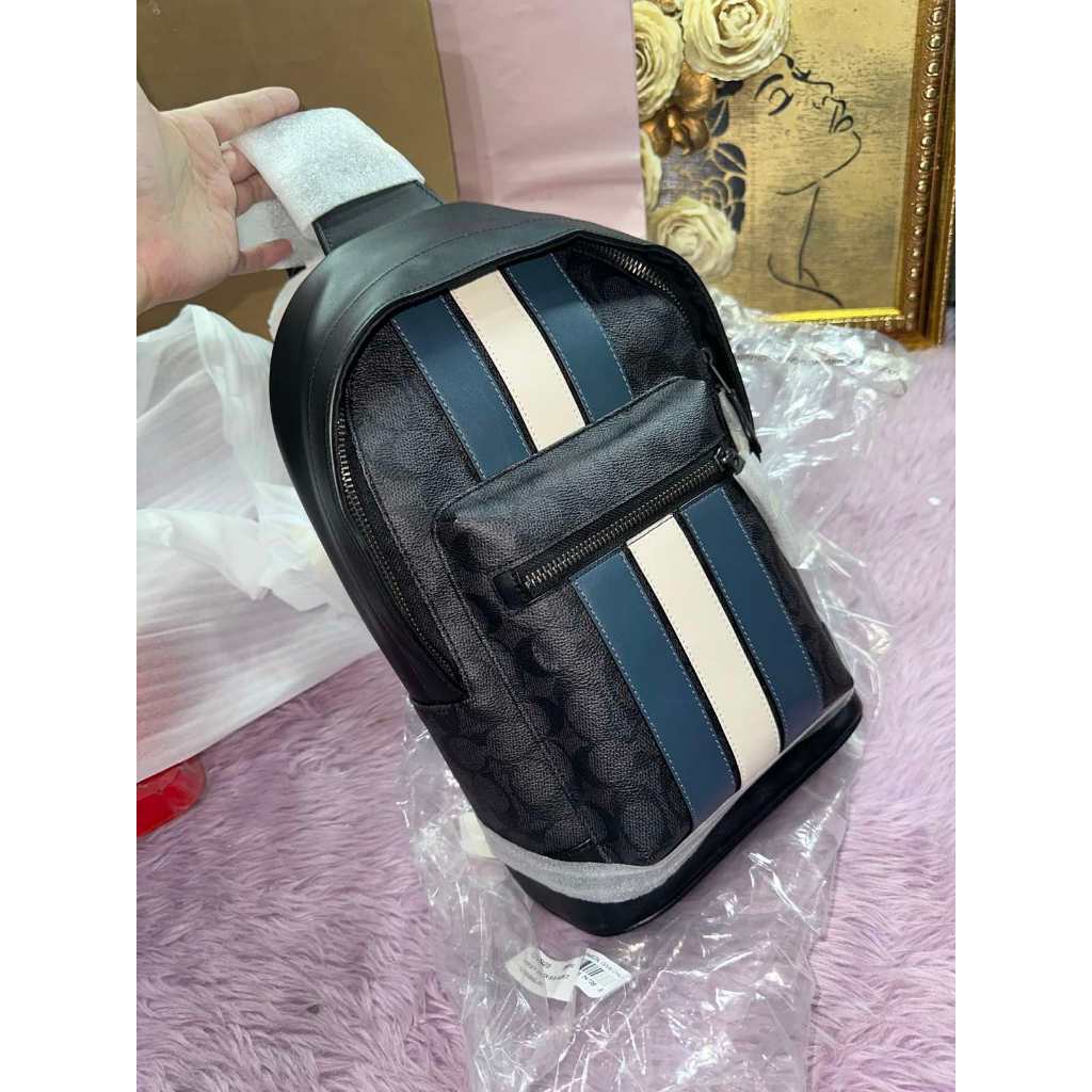 ORIG & IMPORTED CCH West Pack In Signature Canvas Varsity Stripe Men Black Bag