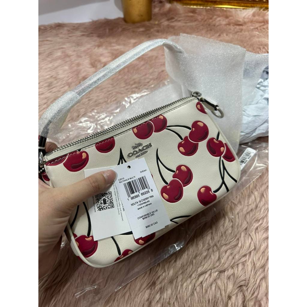 AUTHENTIC/ORIGINAL CCH Nolita 19 With Cherry Print Small White Bag