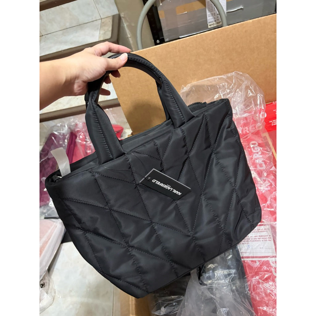 ORIG & IMPORTED Karl Lagerfeld KL Small Nylon Voyage Tote Black Bag Cat