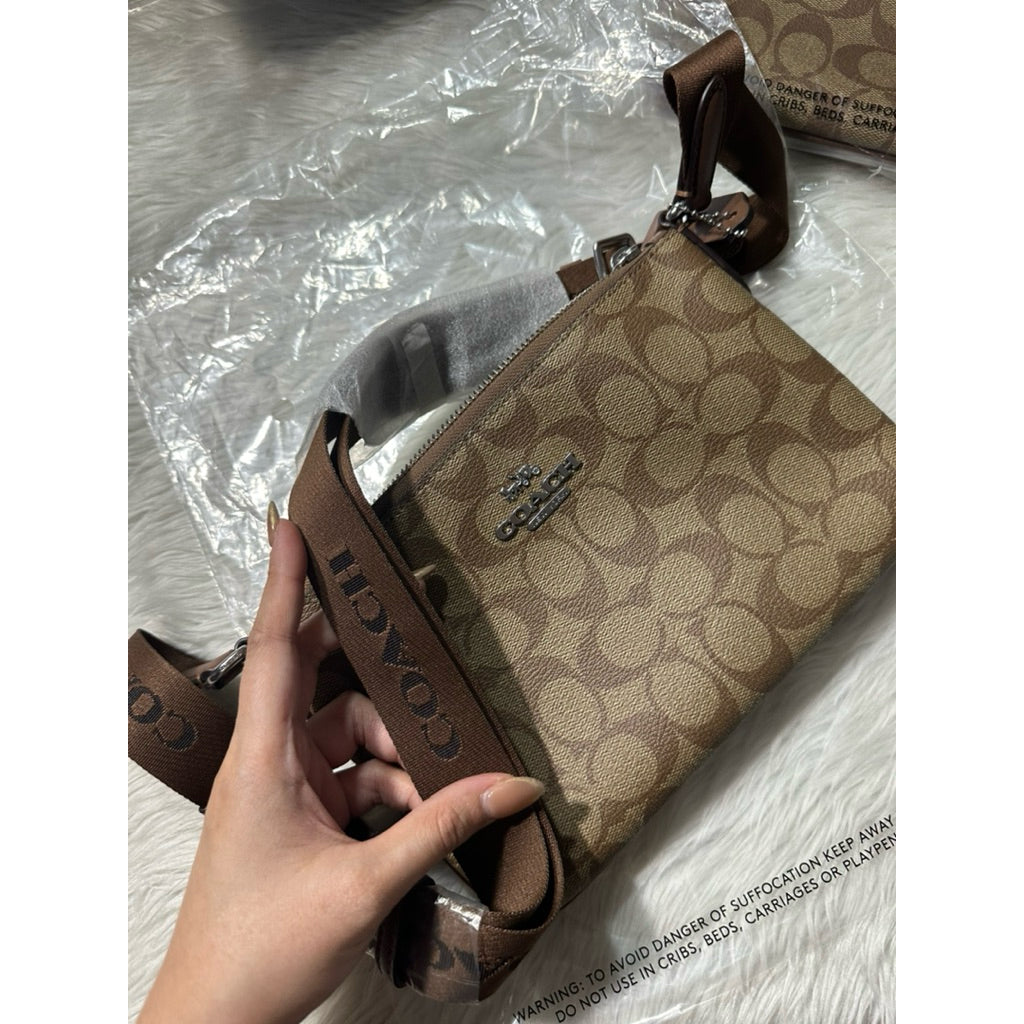 AUTHENTIC/ORIGINAL CCH Pace Slim Crossbody Bag In Signature Canvas Khaki Brown