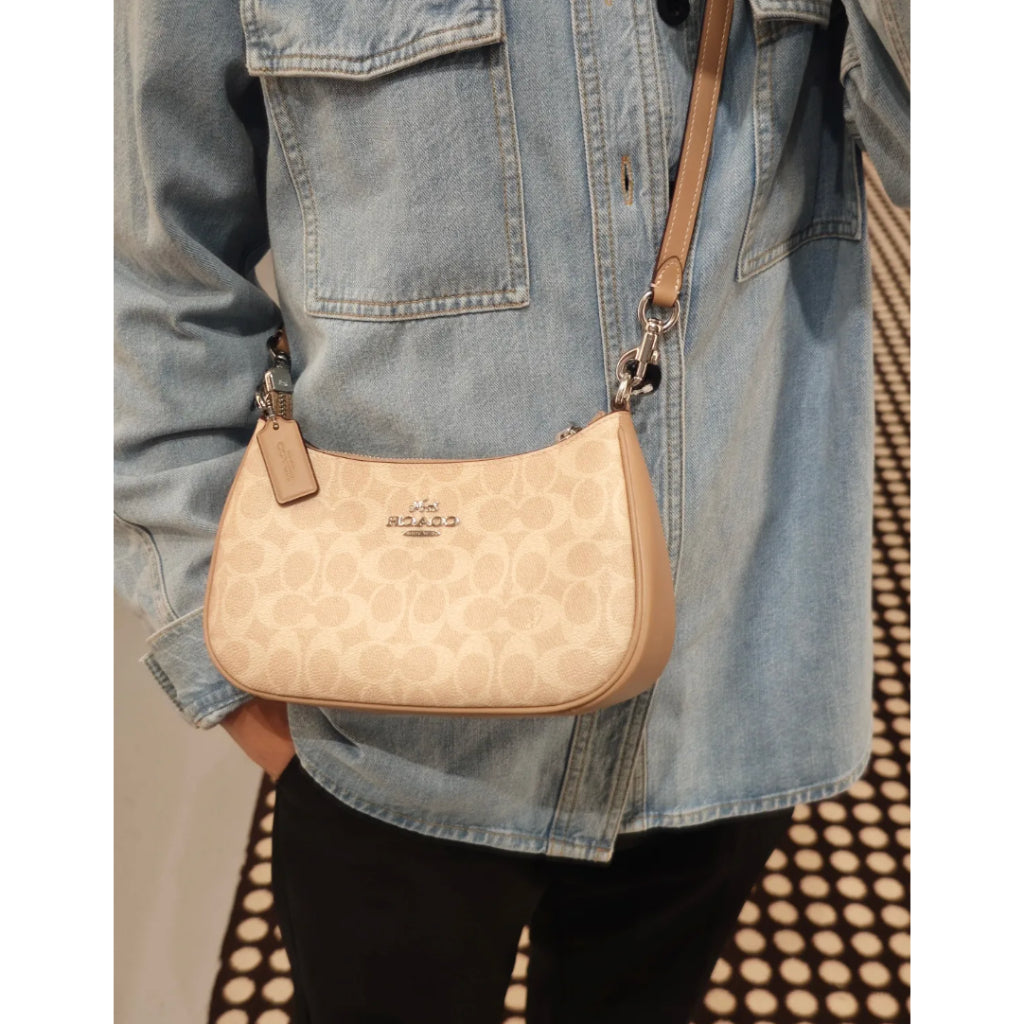 ORIG & IMPORTED Coach Teri Shoulder Sand/Taupe Bag In Signature Canvas