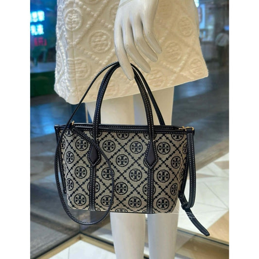 ORIG & IMPORTED Tory TB T Monogram Mini Perry Tote Navy Blue Bag