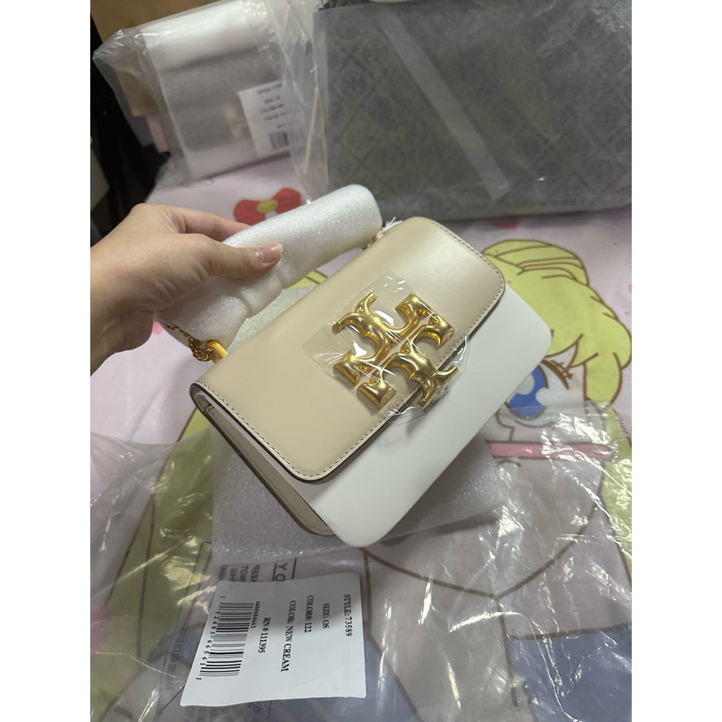 ORIG & IMPORTED Tory TB Eleanor Small Convertible Shoulder Bag Cream White