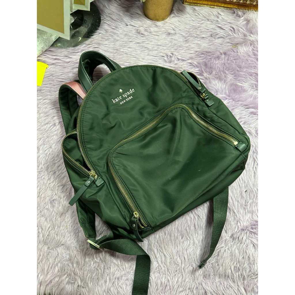ORIG Preloved KS Green Medium Nylon Backpack Bag