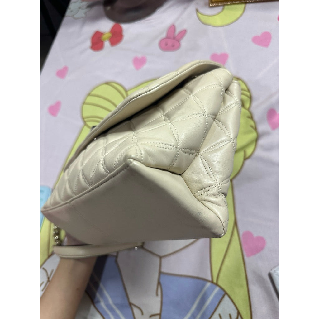 ORIG Preloved KS Natalia Medium Flap Shoulder Bag in White Cream Bag