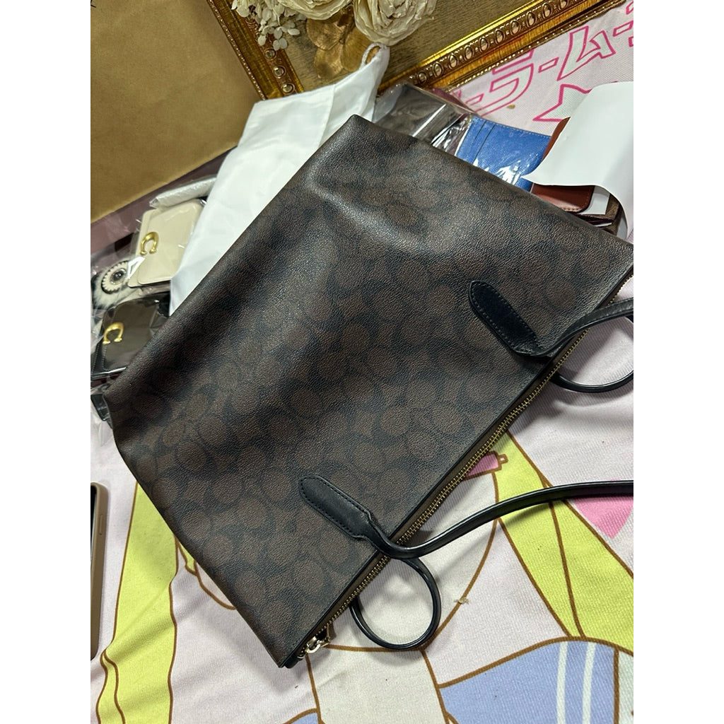 ORIG Preloved CCH Zip Top Tote Brown Bag In Signature Canvas