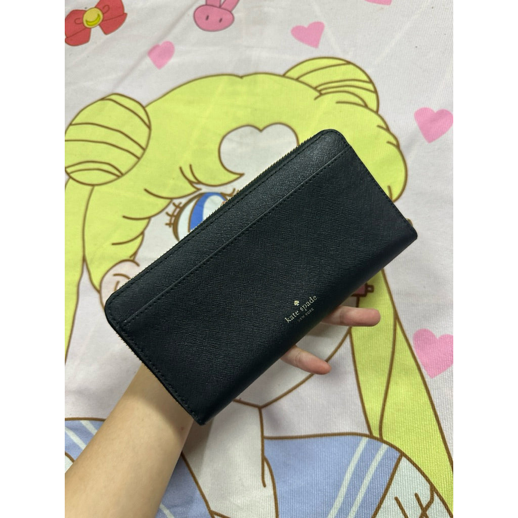 ORIG Preloved KS Dashing Penguin Lacey Long Black Cute Wallet