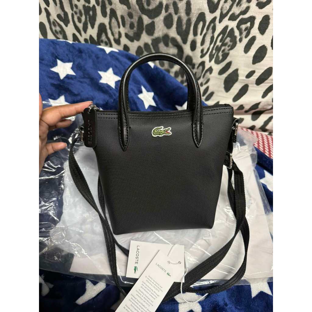 ORIG LCT Women's Concept Petit Piqué Coated Canvas Mini Zip Tote Bag Black / Navy / Taupe