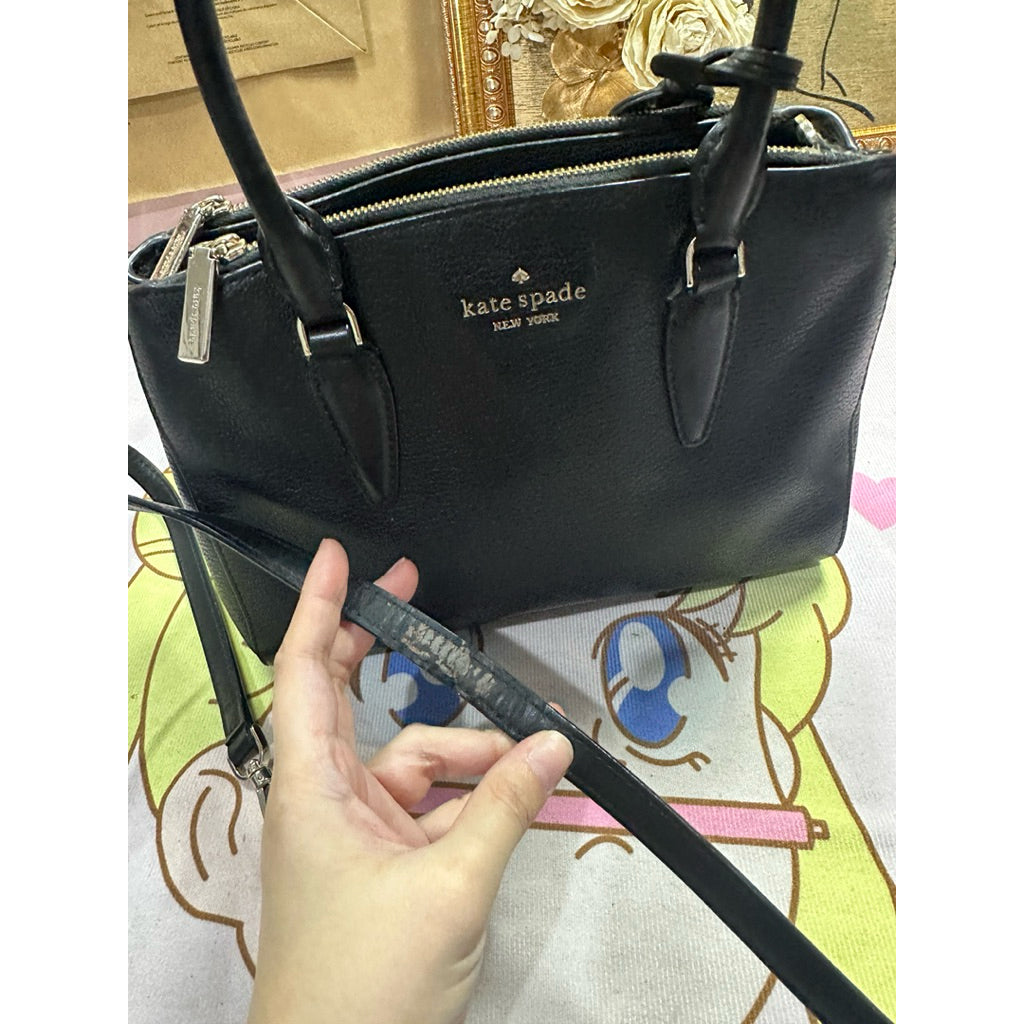 ORIG Preloved KS Dani Small Triple Compartment Satchel Black Bag