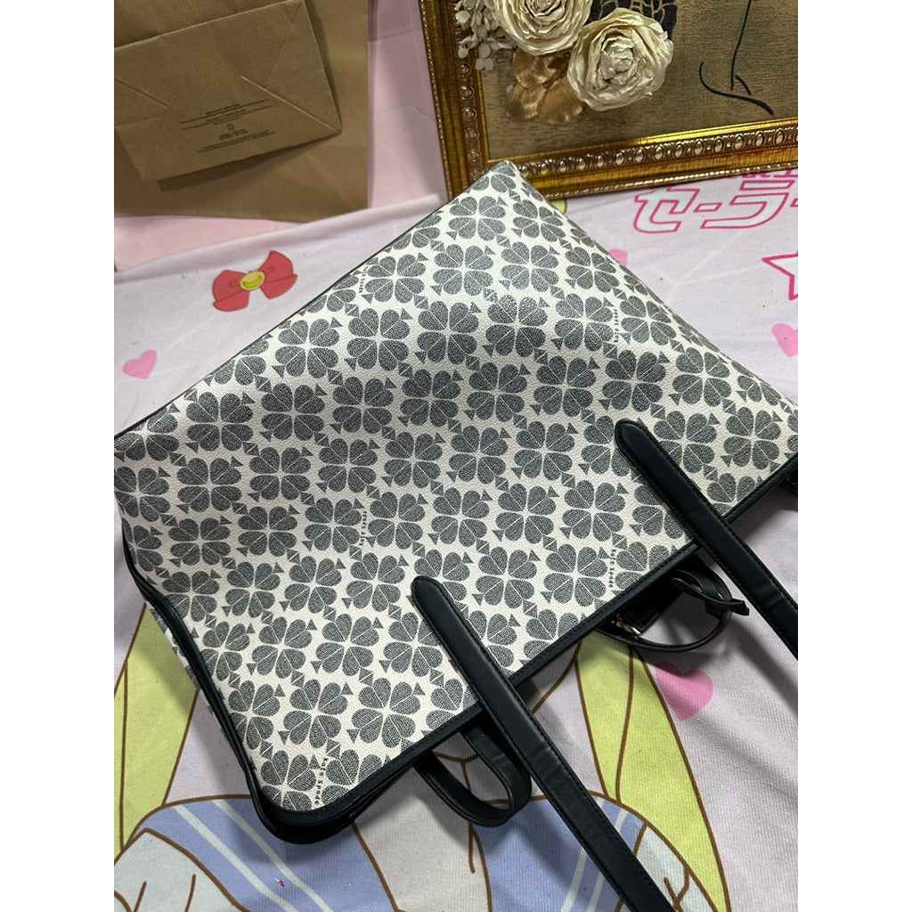 ORIG Preloved KS Signature Spade Flower Large Tote Black Bag