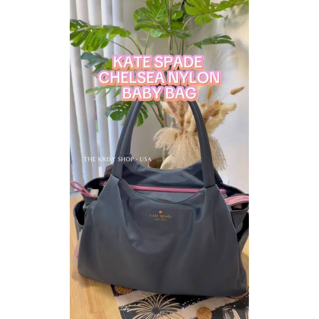 ORIG & IMPORTED KS Large Chelsea Baby Nylon Black Bag Beige