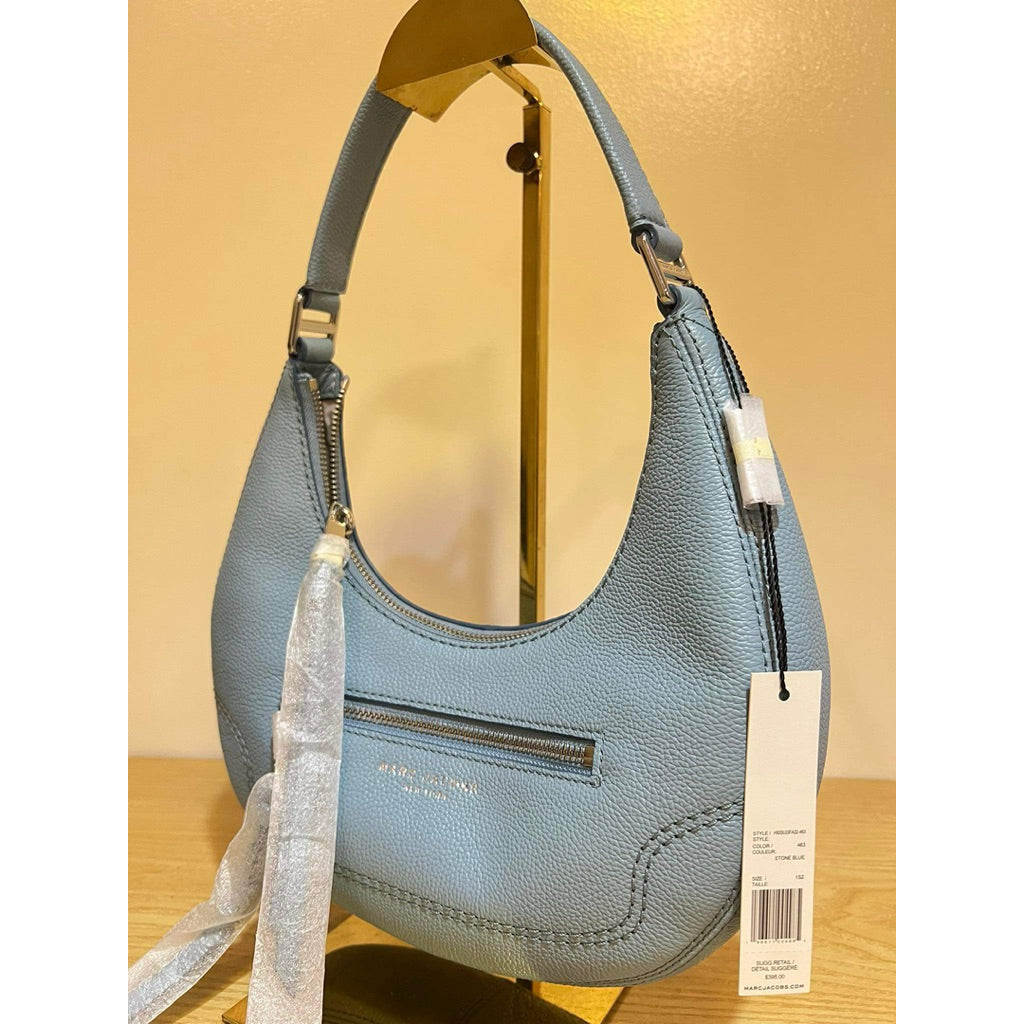 ORIG & IMPORTED MJ Small Leather Crescent Shoulder Hobo Blue Bag