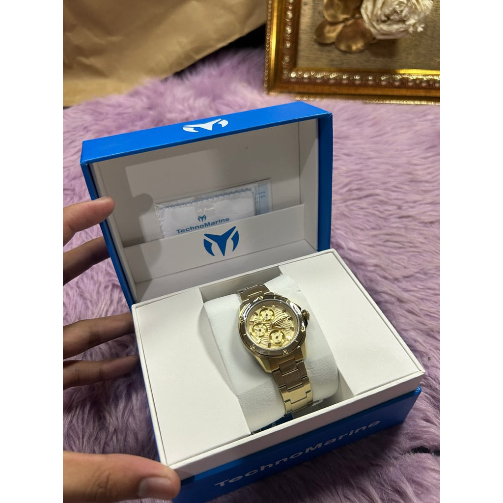 ORIG & IMPORTED Technomarine OCEANICO 36mm TM-325009 Gold Lady's Watch