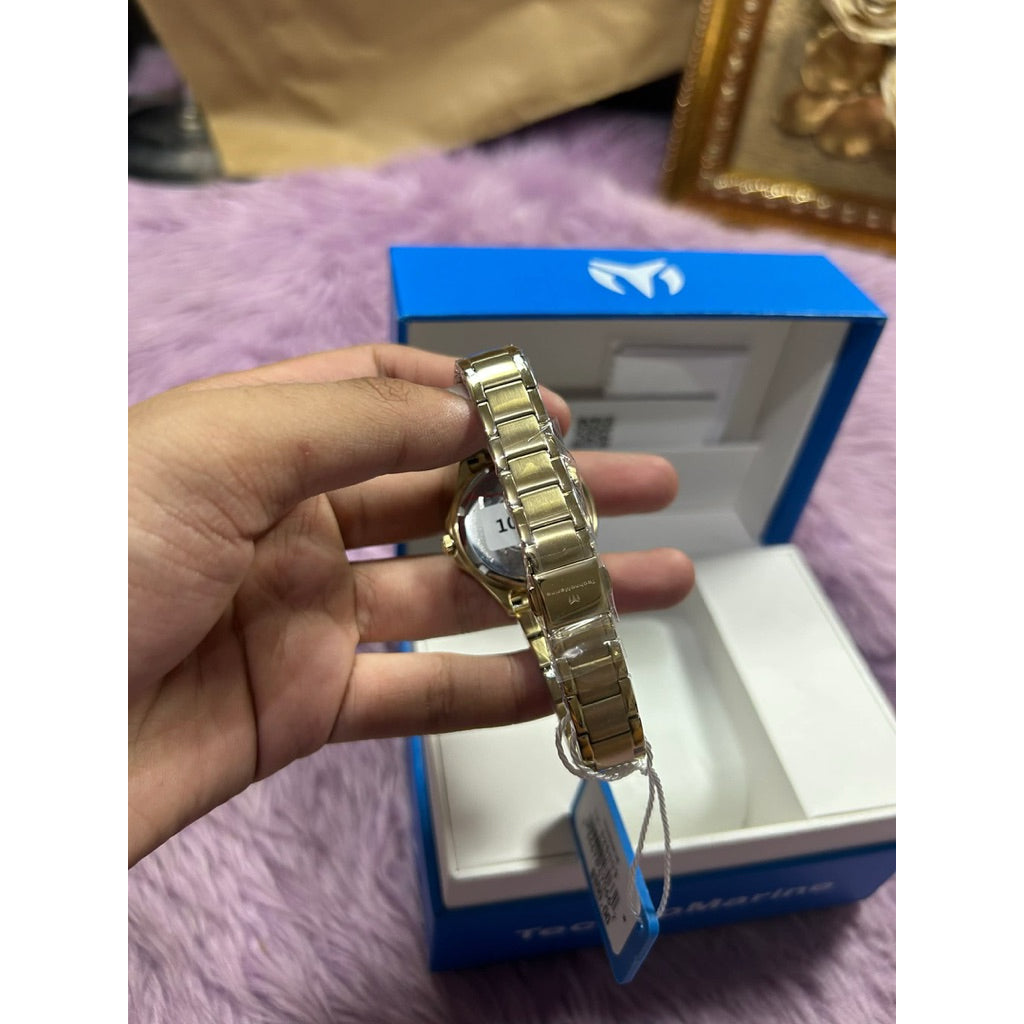 ORIG & IMPORTED Technomarine LUNA 33MM TM-825003 Lady's Watch Pink Dial Gold Band