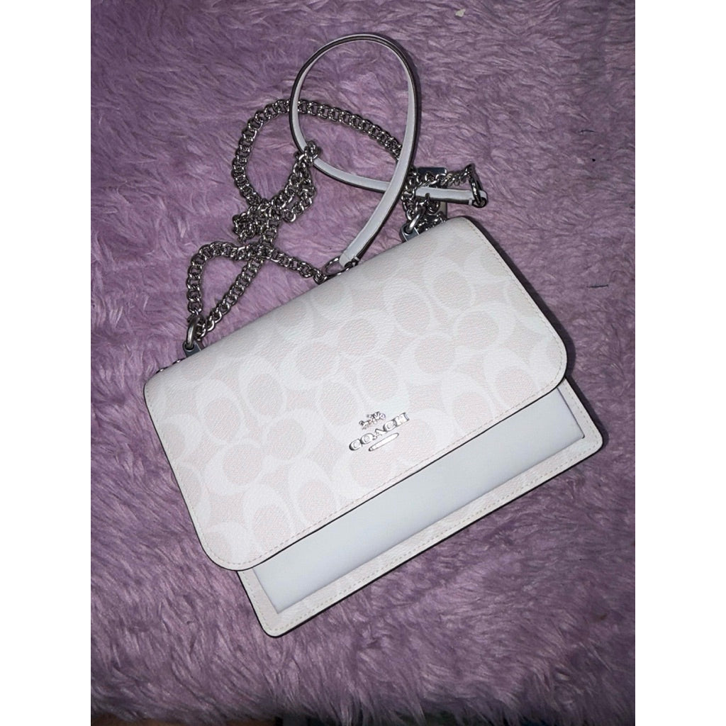 ORIG Preloved CCH Klare Crossbody White Shoulder Chain Bag In Signature Canvas