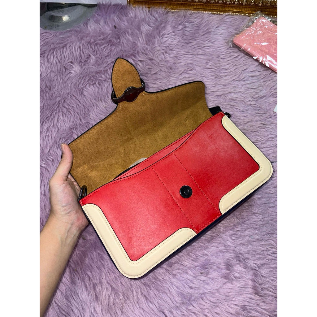 ORIG Preloved CCH Georgie Shoulder Bag with Linear Quilting Brown/Orange Bag