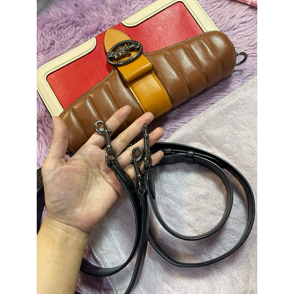 ORIG Preloved CCH Georgie Shoulder Bag with Linear Quilting Brown/Orange Bag