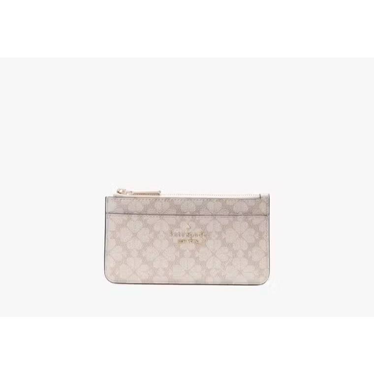 ORIG & IMPORTED KS Spade Flower Large Slim Card Holder Wallet Beige/Black