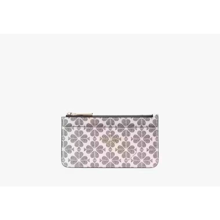 ORIG & IMPORTED KS Spade Flower Large Slim Card Holder Wallet Beige/Black