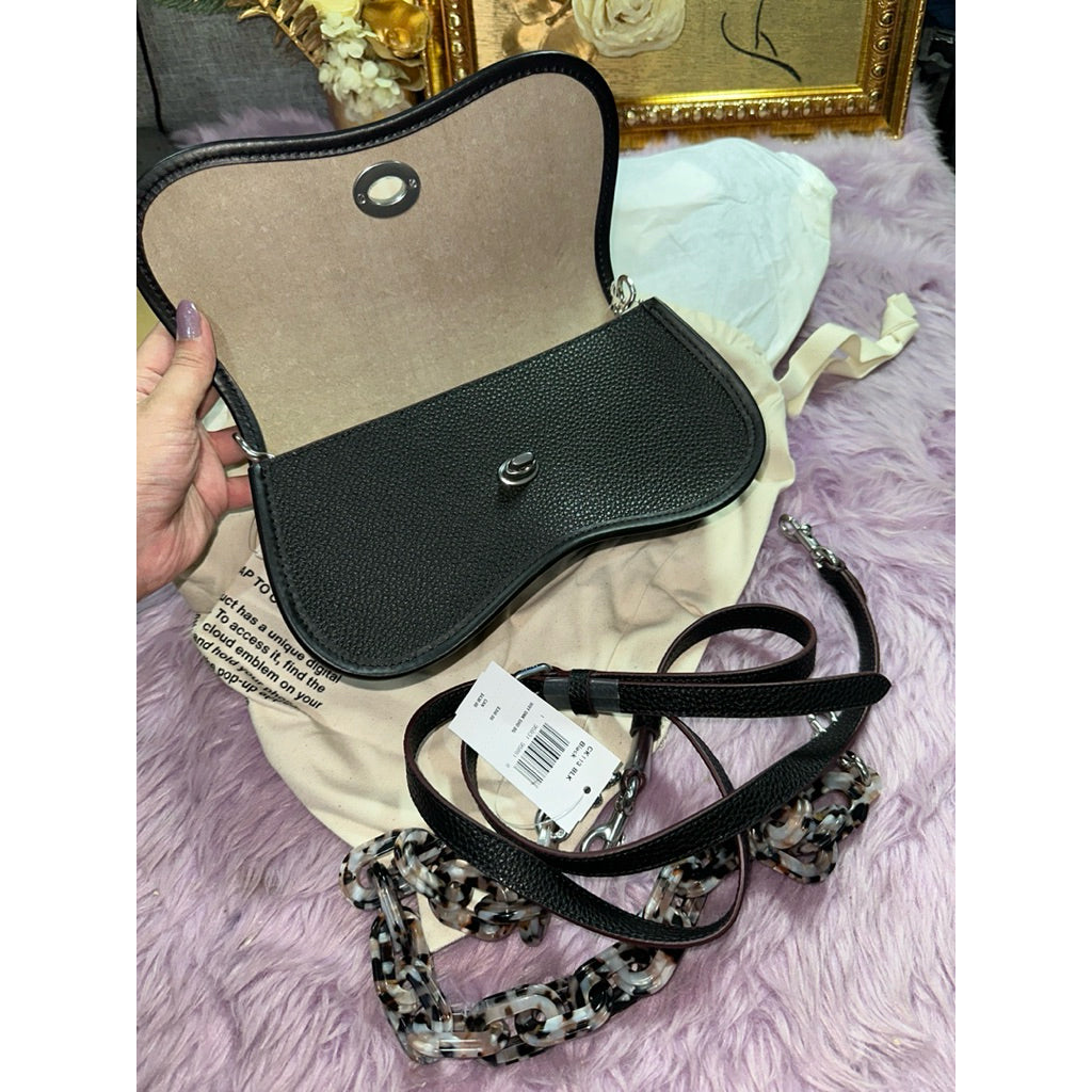 ORIG & IMPORTED Retail CCH Wavy Dinky Black Shoulder Bag In Coachtopia Leather