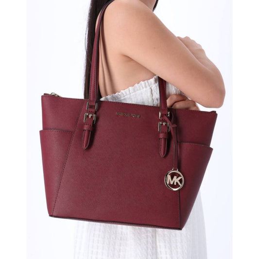 ORIG Preloved MK Charlotte Large Leather Top Zip Shoulder Tote Red Bag
