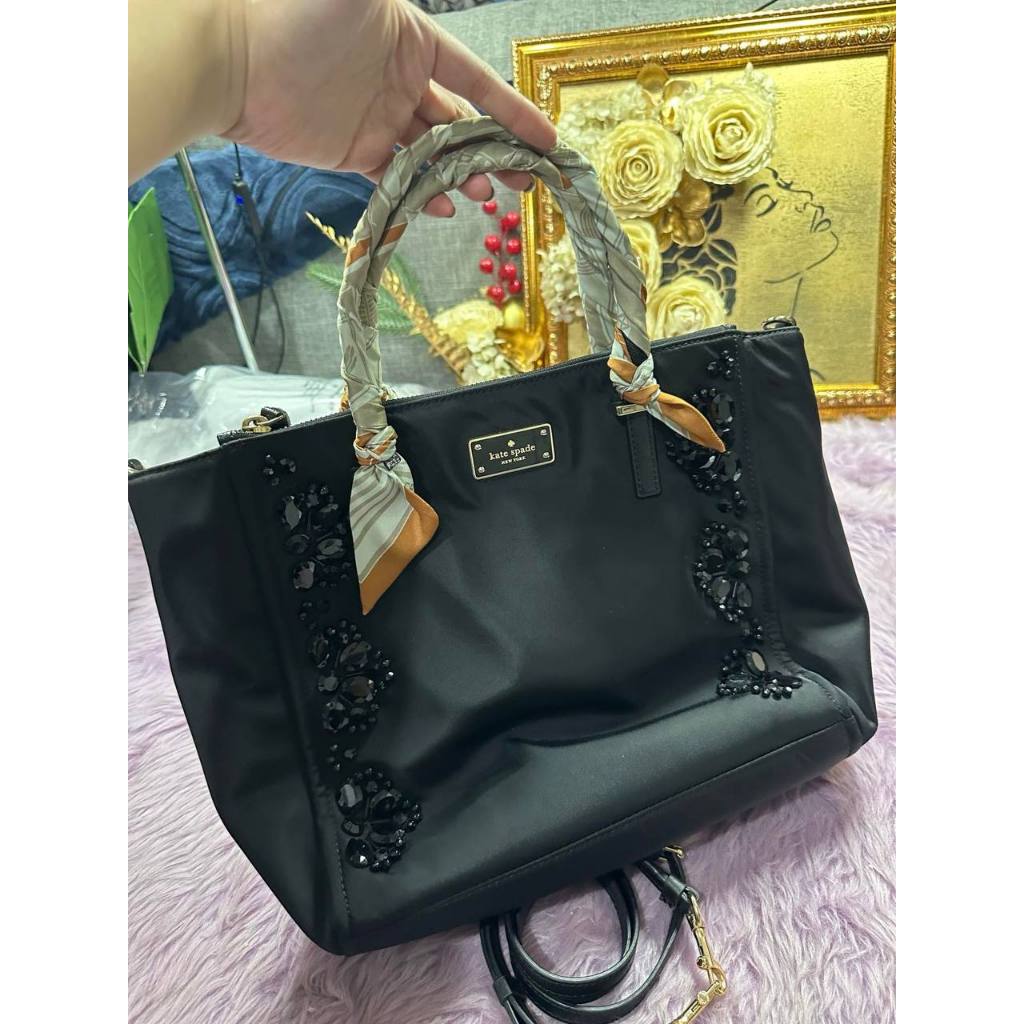 ORIG Preloved KS Wilson Road Alyse Tote Nylon Crossbody Black Bag