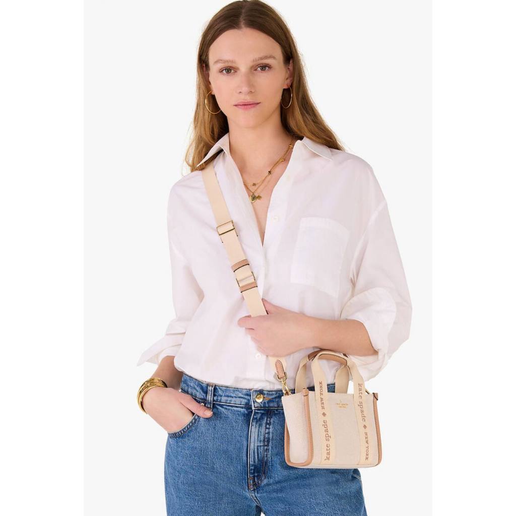ORIG & IMPORTED KS Kip Canvas Mini Tote Beige/Black/Pink Bag