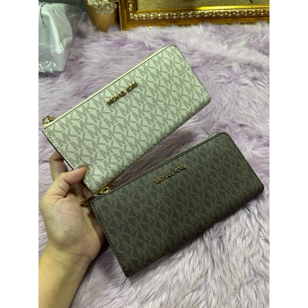 ORIG & IMPORTED MK Long Quarter-Zip Wallet Brown/Vanilla White/Pink