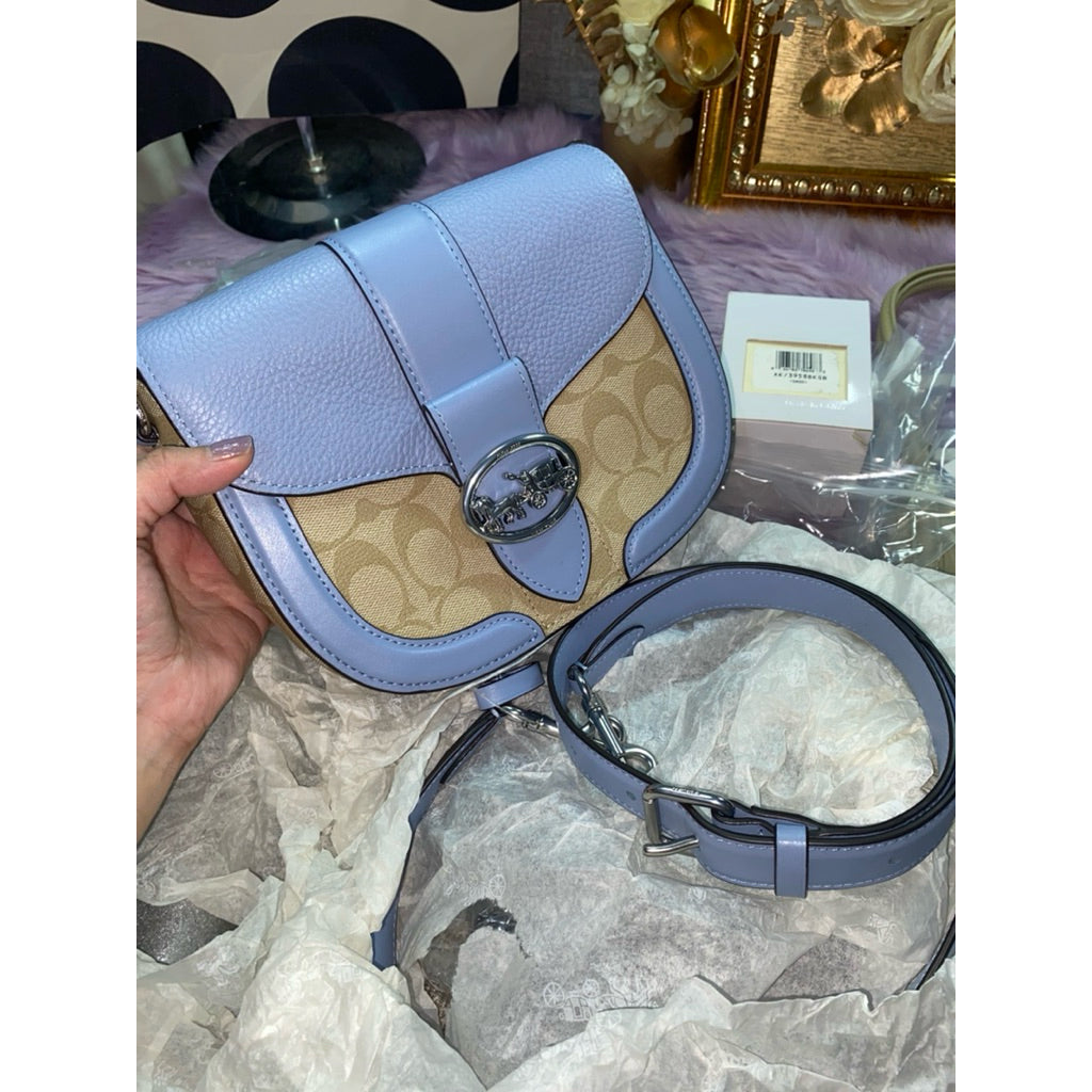 ORIG & IMPORTED CCH Georgie Saddle Bag In Signature Canvas Silver/Light Khaki/Marble Blue