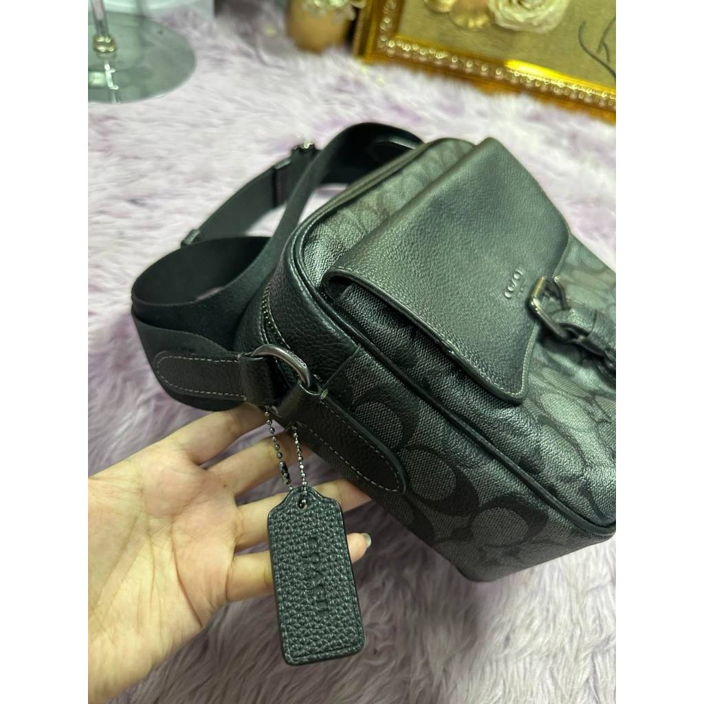 ORIG Preloved CCH Hudson Crossbody Men Black Bag In Signature Canvas