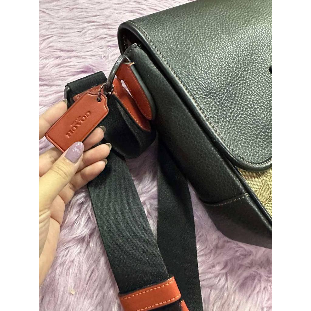 ORIG Preloved CCH Sprint Messenger Men Brown Bag In Signature Jacquard