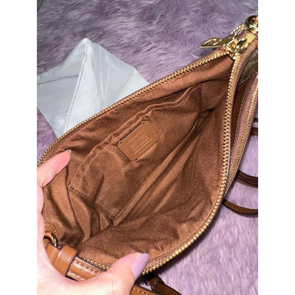 ORIG Preloved CCH East/West Crossbody Small Slim Khaki Brown Bag with Pouch