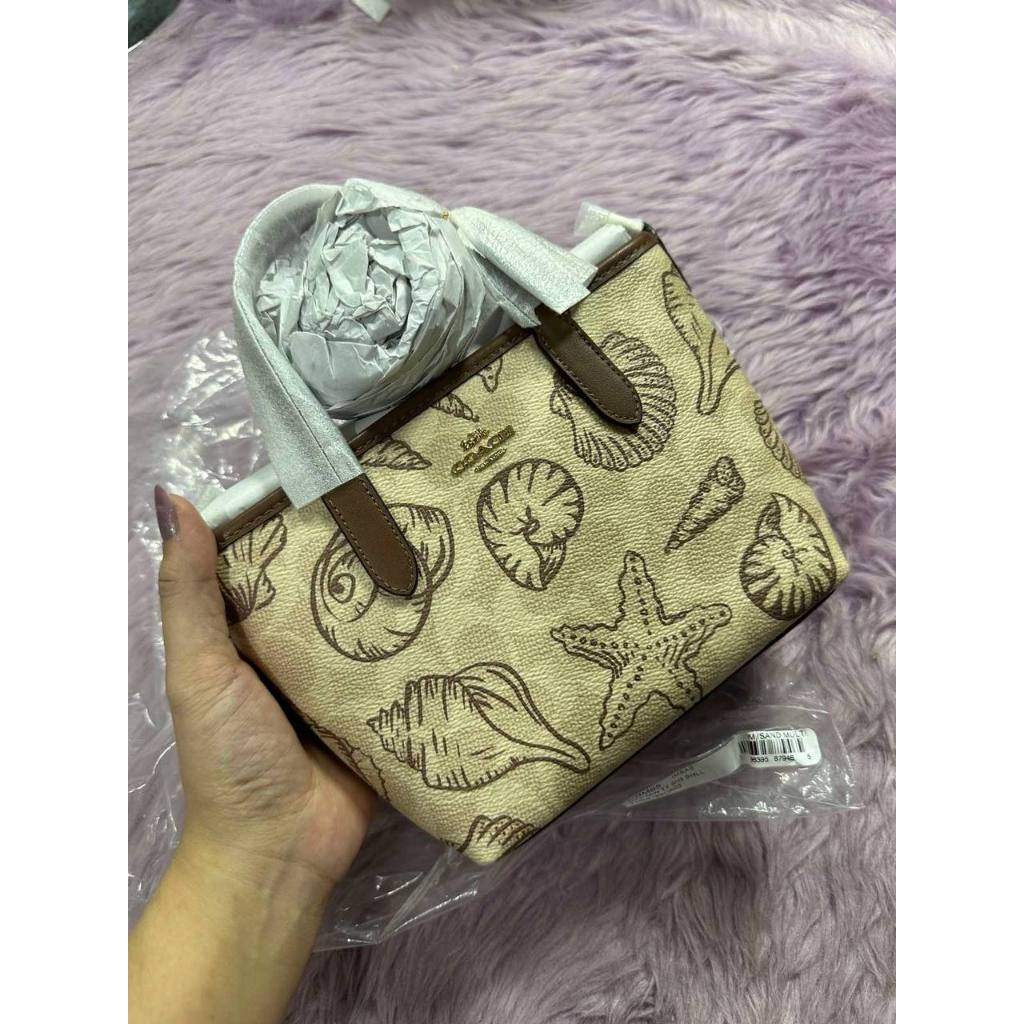 ORIG & IMPORTED CCH City Mini Tote Small Brown Bag With Shell Print