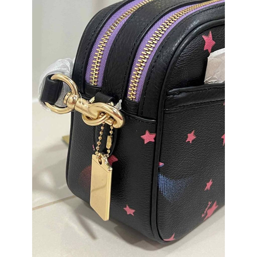 ORIG & IMPORTED RARE CCH Jes Crossbody With Disco Star Print Black Double Zip Bag