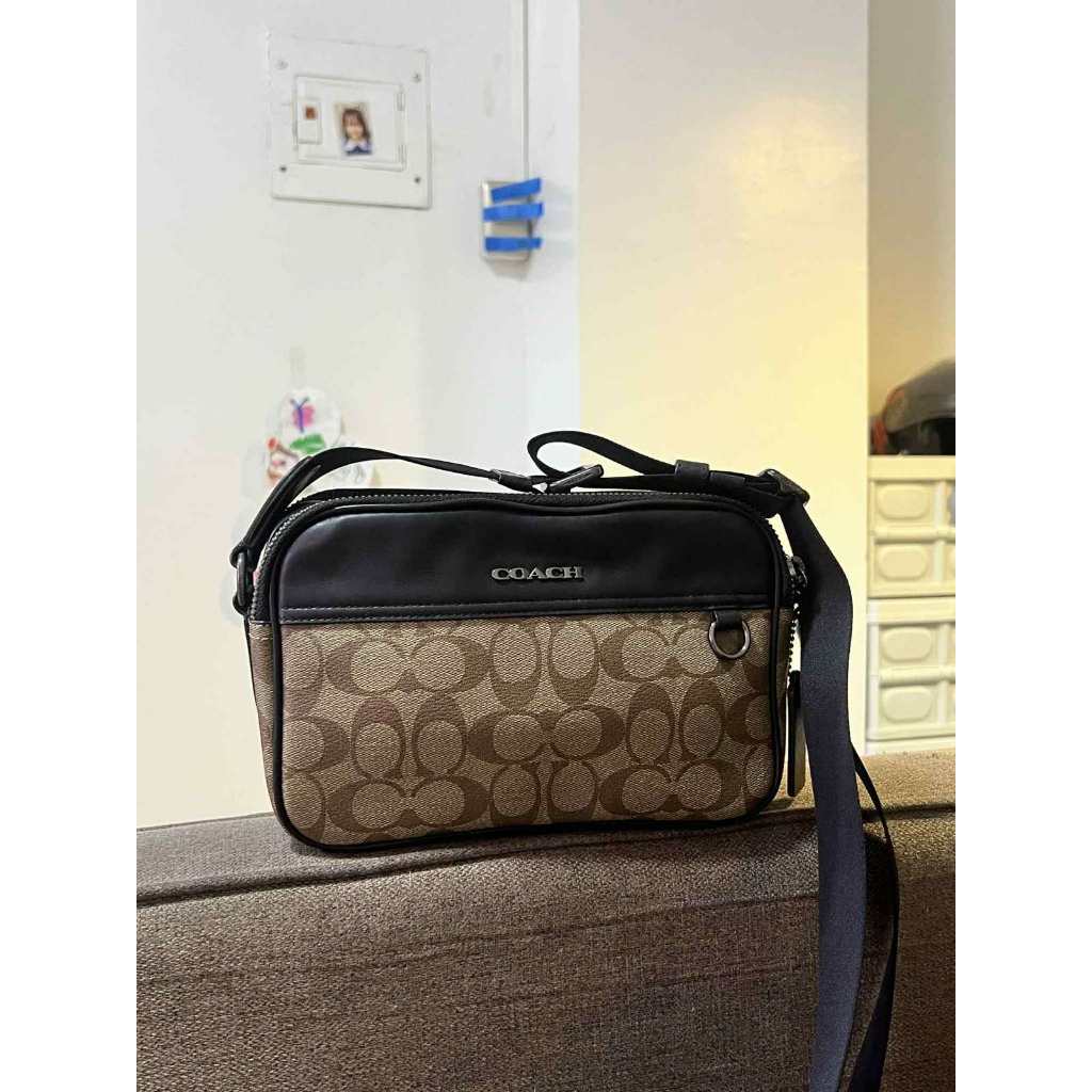 ORIG Preloved CCH Graham Crossbody In Signature Canvas Khaki Black Men Bag