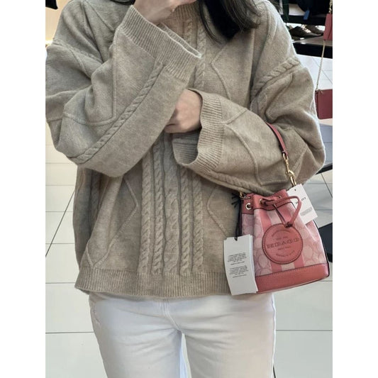ORIG & IMPORTED CCH Mini Dempsey Bucket Bag Pink Signature Jacquard