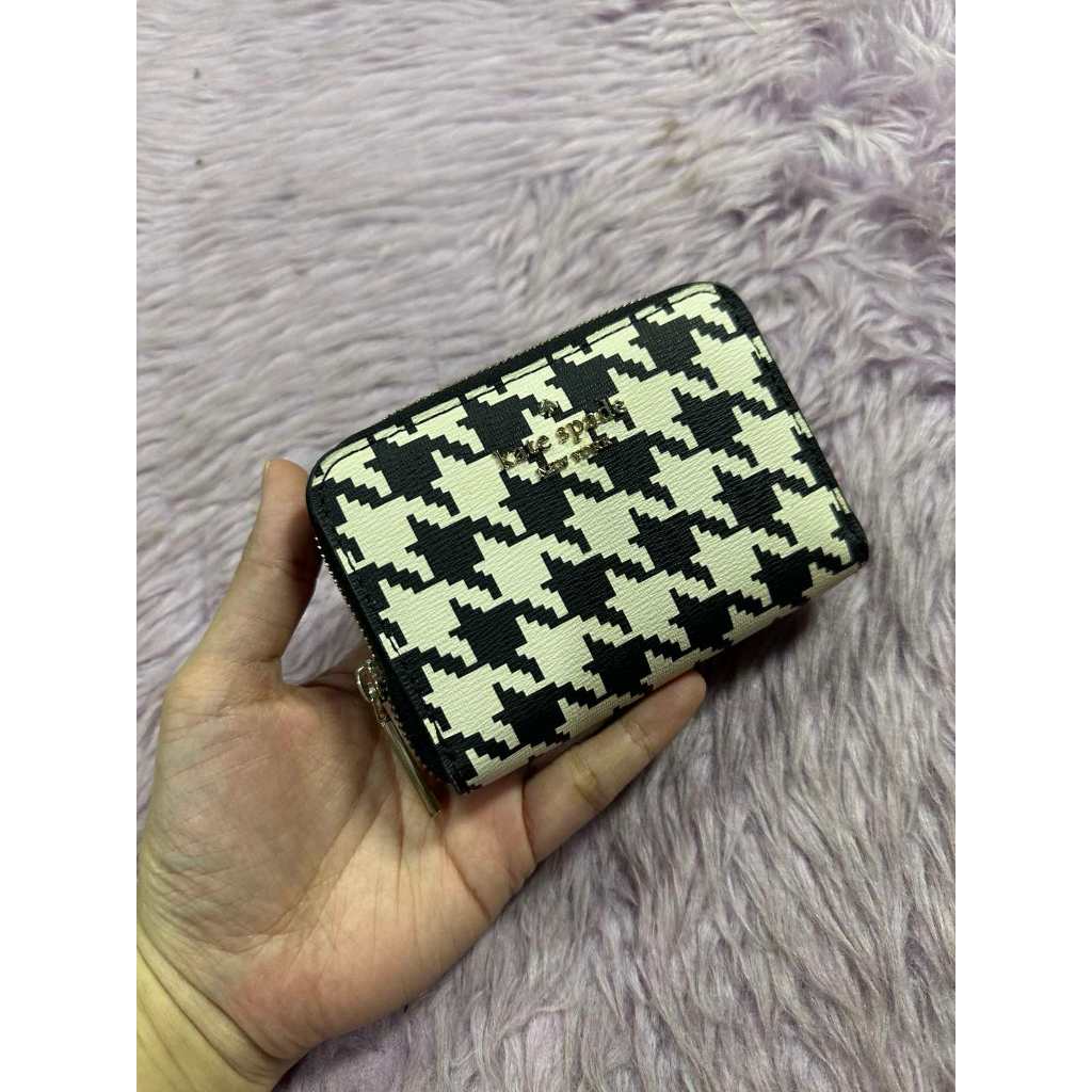ORIG Preloved KS Darcy Small Zip Card Case Small Coin Card Wallet Black/White