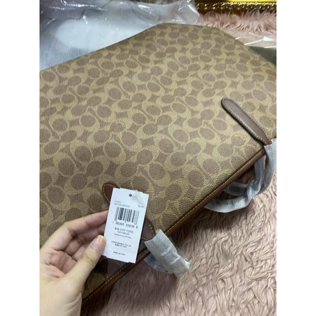 ORIG & IMPORTED CCH City Tote Large Bag In Signature Canvas Khaki Brown