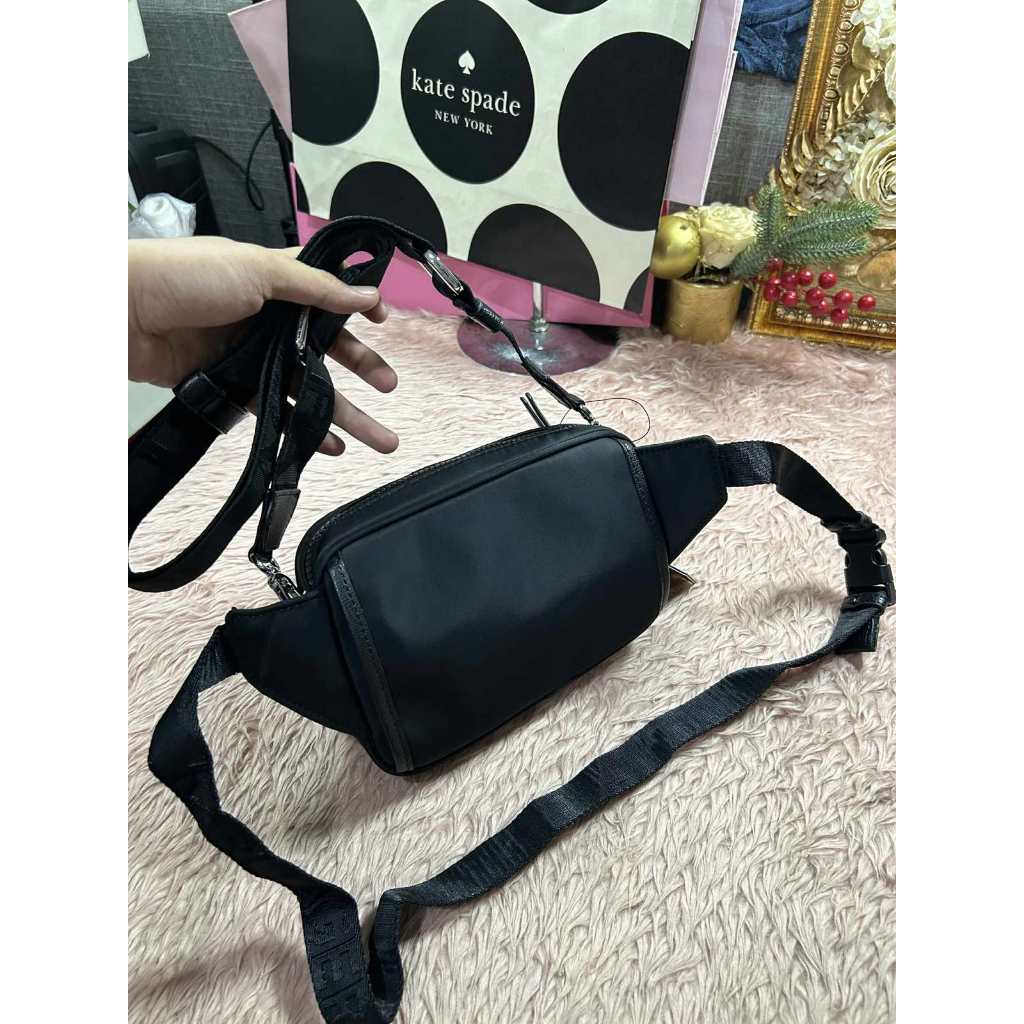 ORIG & IMPORTED Karl Lagerfeld KL Voyage Convertible Belt Nylon Bag Black