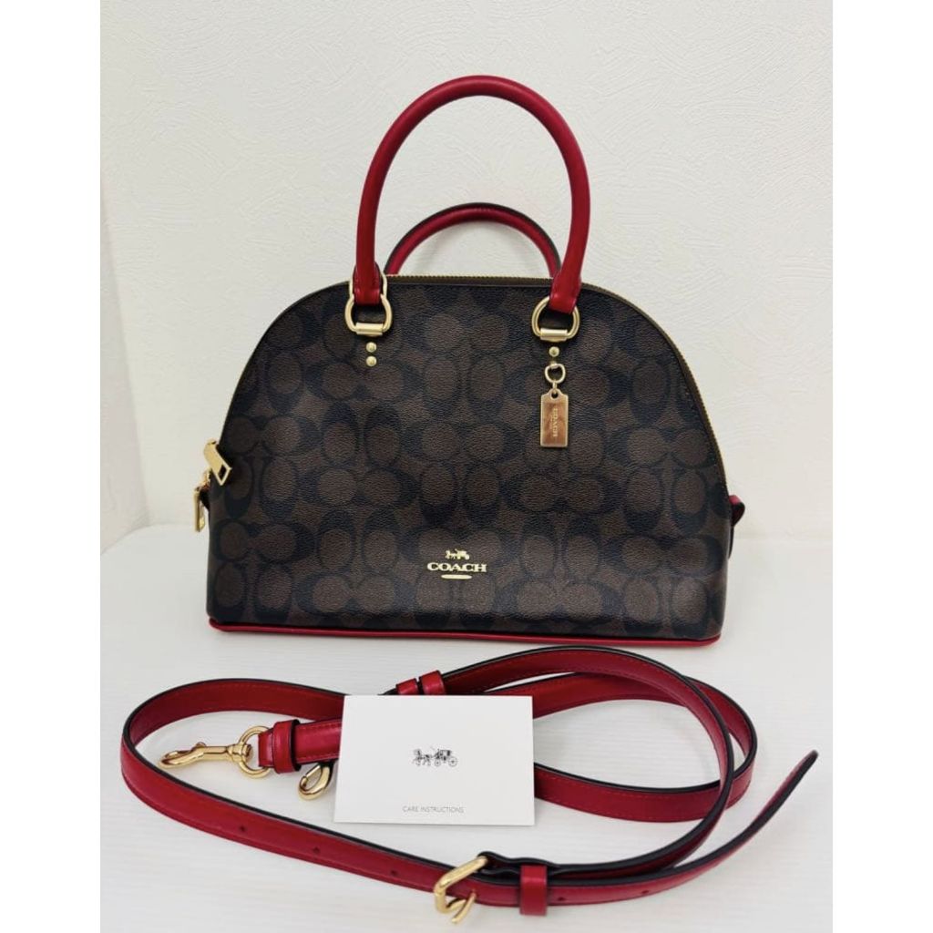 ORIG & IMPORTED CCH Katy Satchel in Signature Canvas Brown/Red Bag