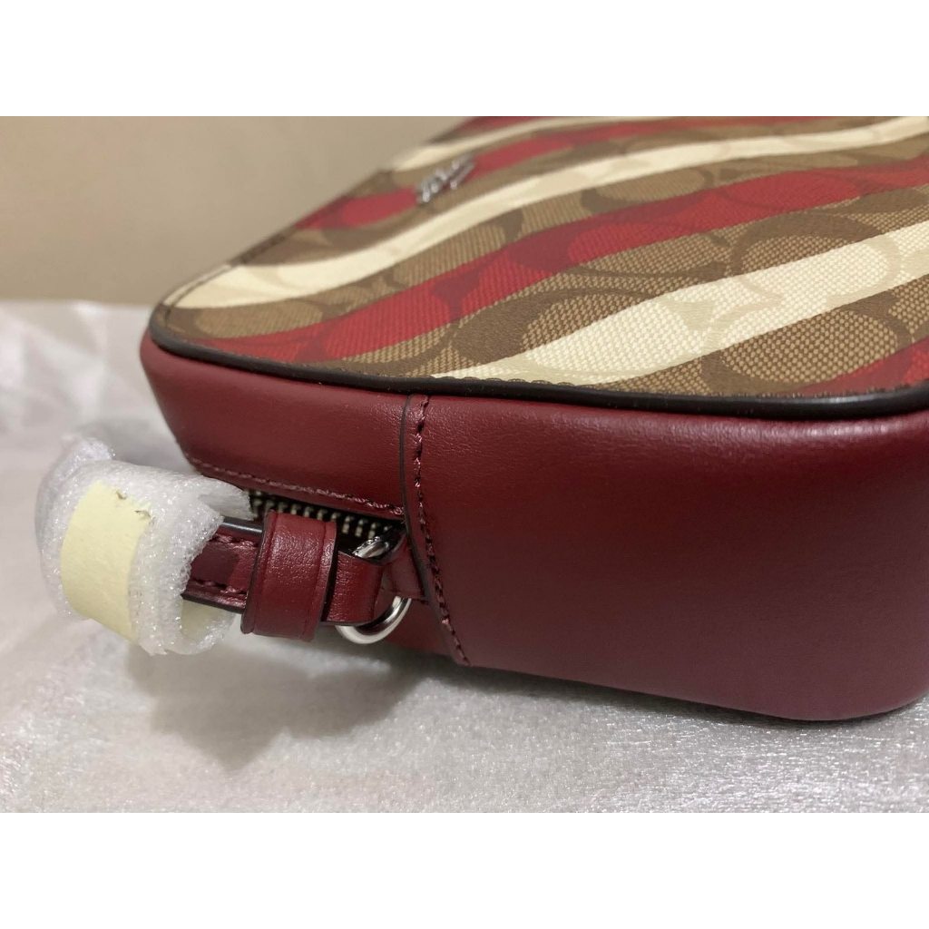 ORIG & IMPORTED CCH Mini Camera Red Bag With Diagonal Stripe Print