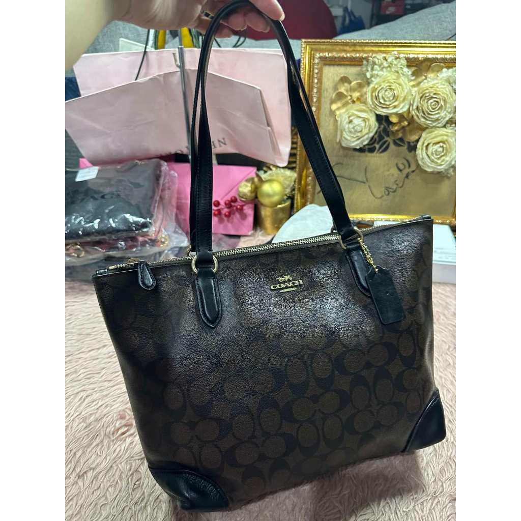 ORIG & IMPORTED CCH RARE Zip Top Tote Brown Medium Bag
