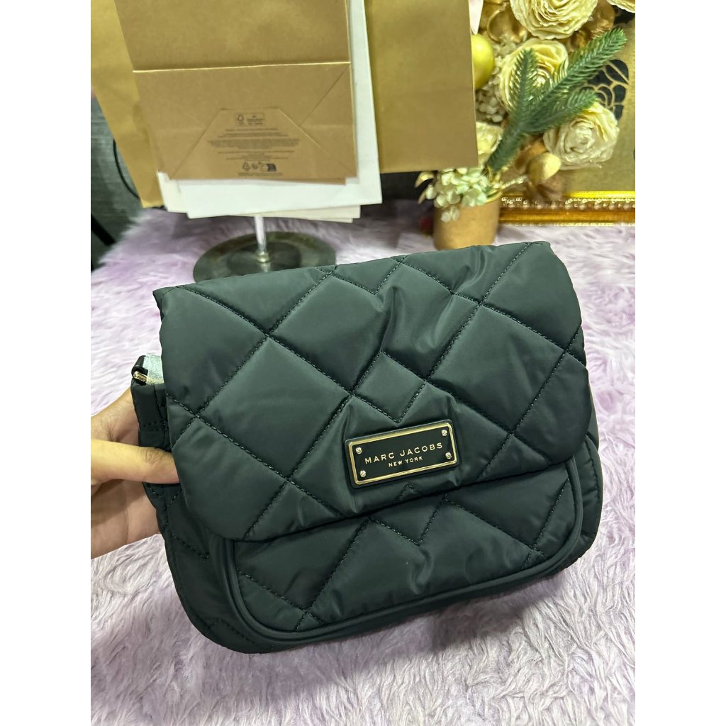 ORIG & IMPORTED MJ Quilted Nylon Utility Messenger Bag in Black
